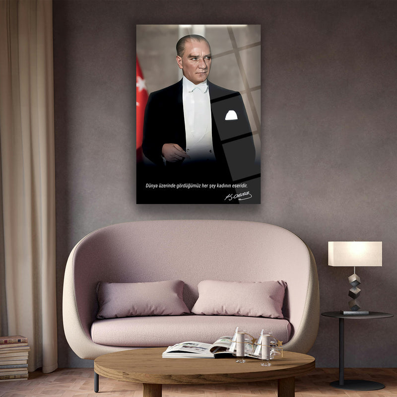 Atatürk ve Kadın Sözü Cam Tablo – ATA191