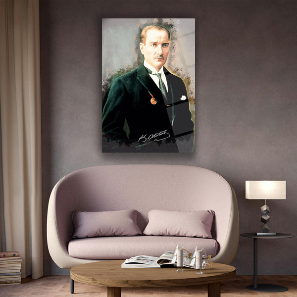 Atatürk Madalyalı Portre Cam Tablo – ATA229
