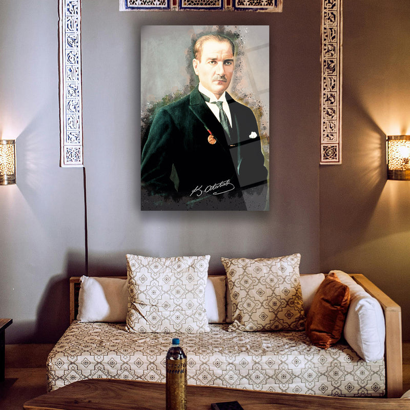Atatürk Madalyalı Portre Cam Tablo – ATA229