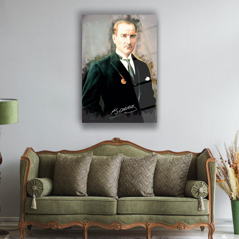 Atatürk Madalyalı Portre Cam Tablo – ATA229