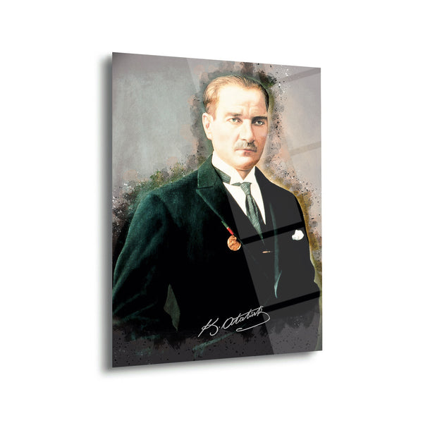 Atatürk Madalyalı Portre Cam Tablo – ATA229