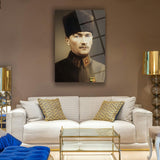 Atatürk Askeri Üniformalı Portre Cam Tablo – ATA133