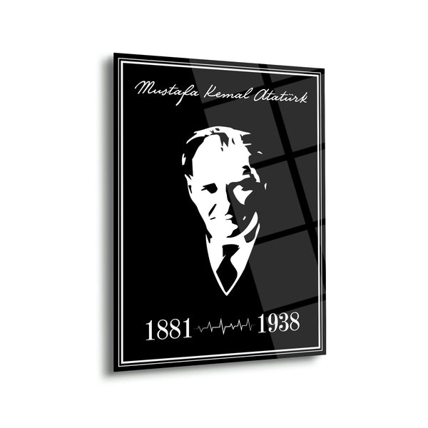 Atatürk Siyah Beyaz Anı Portre Cam Tablo – ATA136