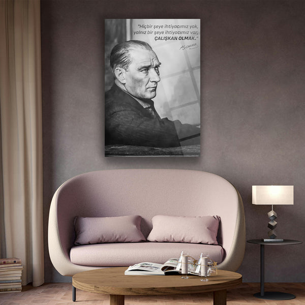Atatürk Çalışkan Olmak Sözü Cam Tablo – ATA141