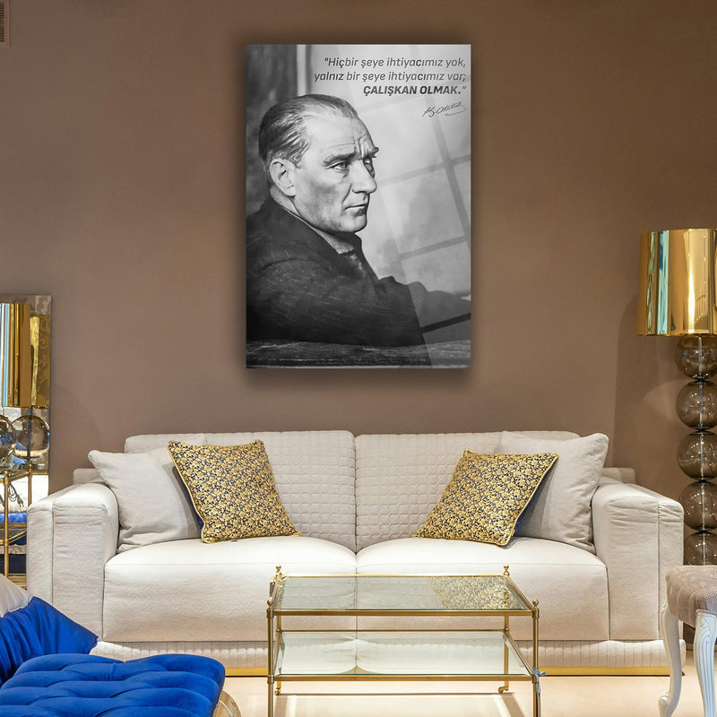 Atatürk Çalışkan Olmak Sözü Cam Tablo – ATA141