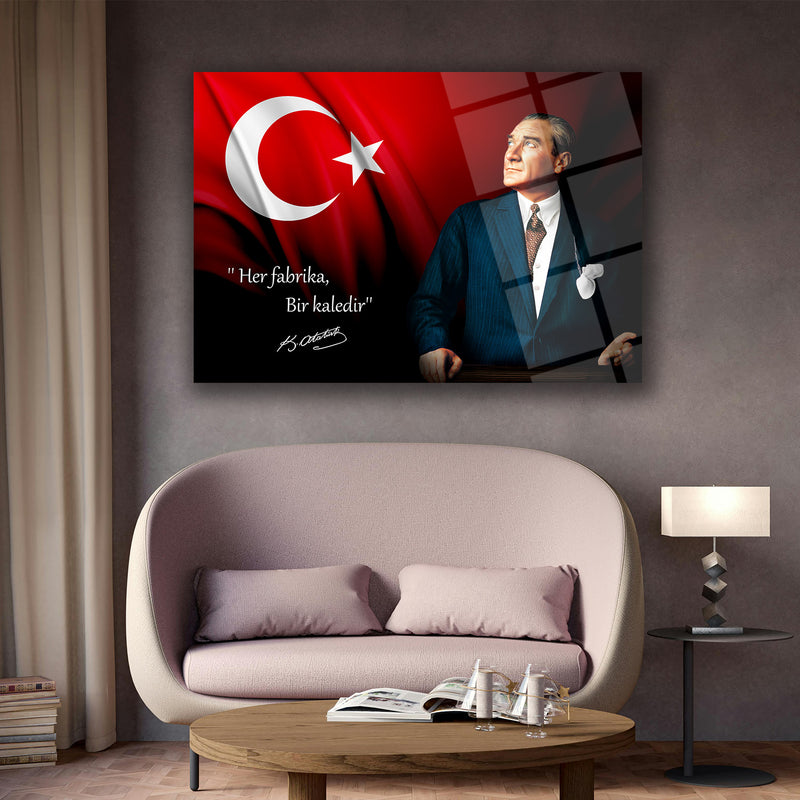 Atatürk’ün “Her Fabrika Bir Kaledir” Sözü ile Cam Tablo – ATA198
