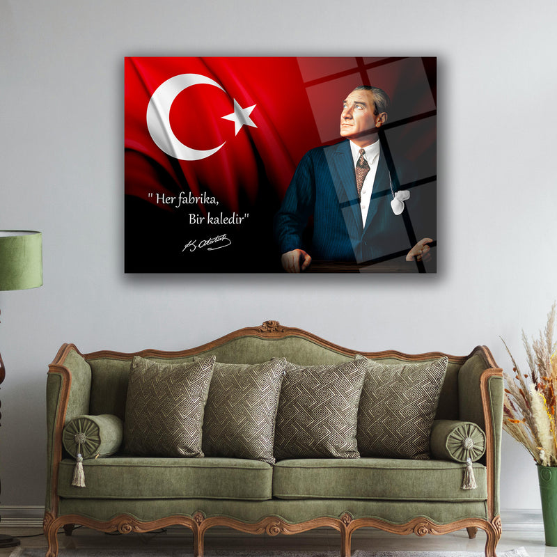 Atatürk’ün “Her Fabrika Bir Kaledir” Sözü ile Cam Tablo – ATA198