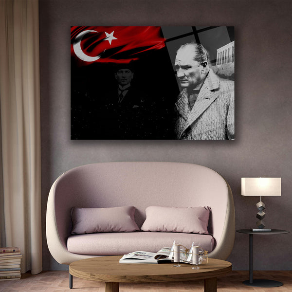 Atatürk ve Türk Bayrağı Anıtkabir Temalı Cam Tablo – ATA199