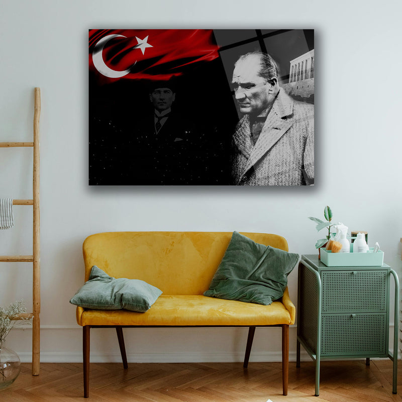 Atatürk ve Türk Bayrağı Anıtkabir Temalı Cam Tablo – ATA199