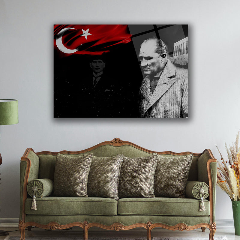 Atatürk ve Türk Bayrağı Anıtkabir Temalı Cam Tablo – ATA199