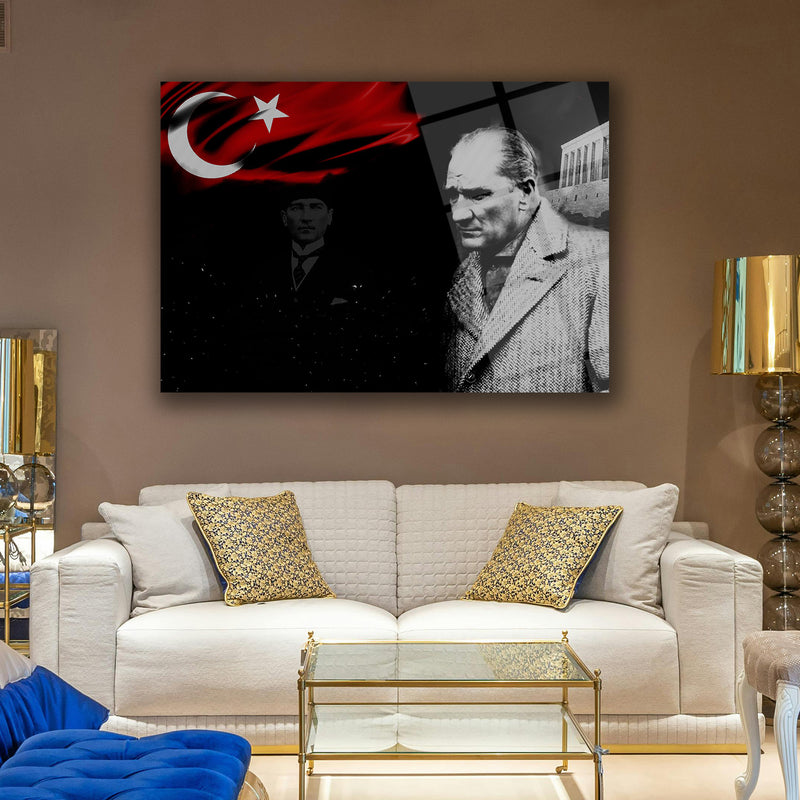 Atatürk ve Türk Bayrağı Anıtkabir Temalı Cam Tablo – ATA199