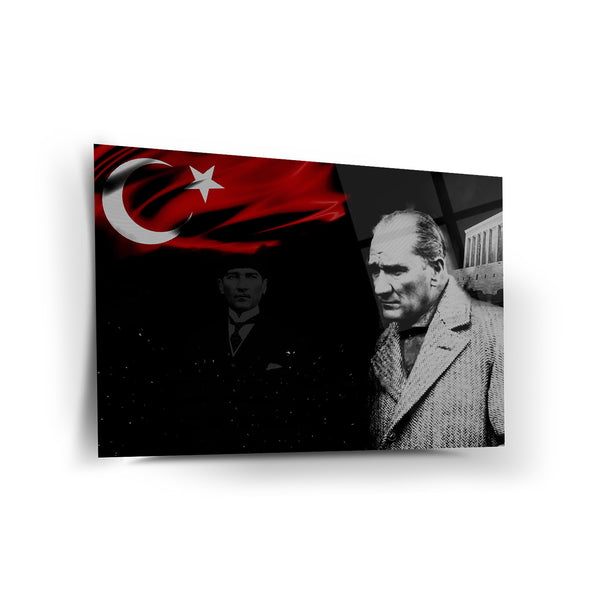 Atatürk ve Türk Bayrağı Anıtkabir Temalı Cam Tablo – ATA199