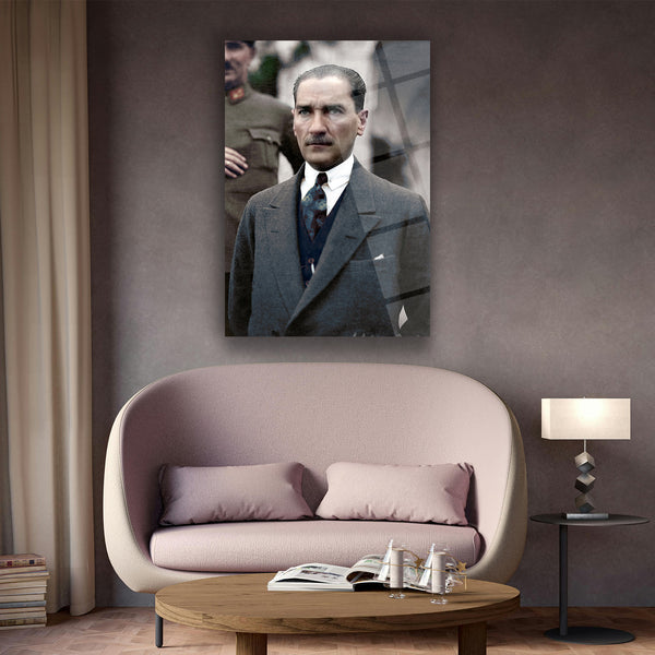 Atatürk Renkli Tarihi Fotoğraf Cam Tablo – ATA145