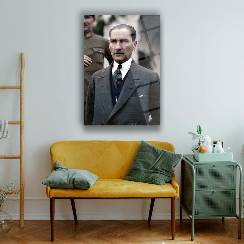 Atatürk Renkli Tarihi Fotoğraf Cam Tablo – ATA145