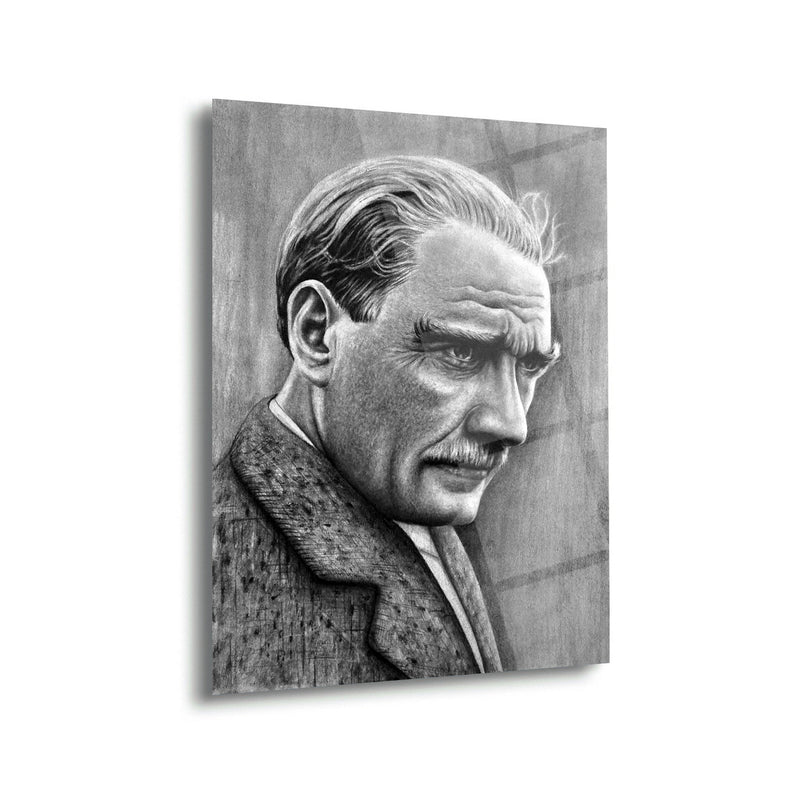 Atatürk Karakalem Portre Çalışması Cam Tablo – ATA146