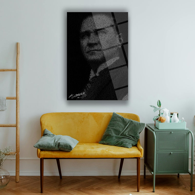 Atatürk Siluet Yazı Sanatı Cam Tablo – ATA147