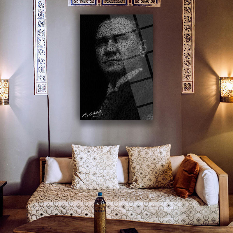 Atatürk Siluet Yazı Sanatı Cam Tablo – ATA147