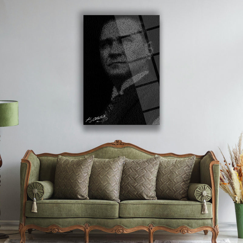Atatürk Siluet Yazı Sanatı Cam Tablo – ATA147