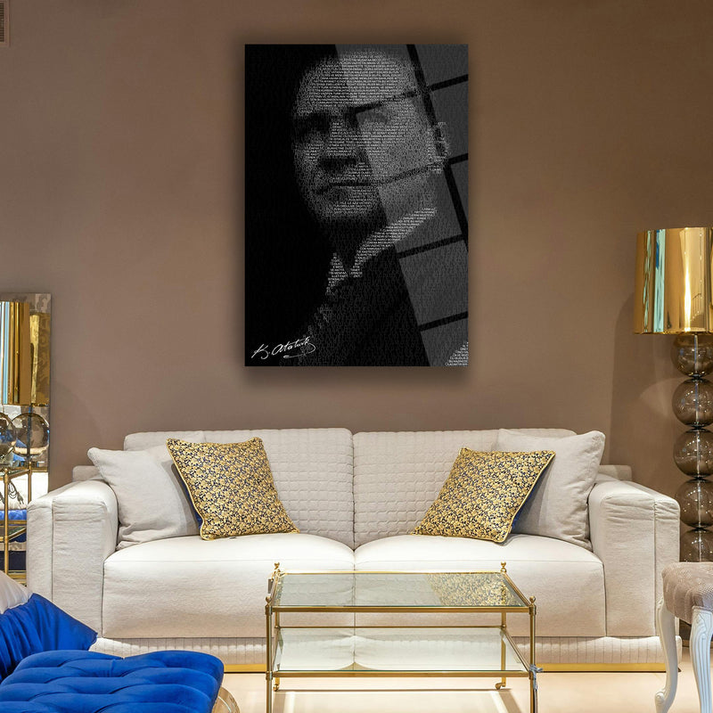 Atatürk Siluet Yazı Sanatı Cam Tablo – ATA147
