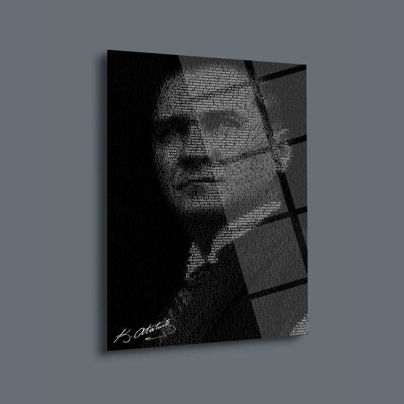 Atatürk Siluet Yazı Sanatı Cam Tablo – ATA147