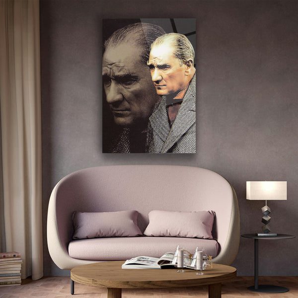 Atatürk Çift Portre Tasarımı Cam Tablo – ATA148