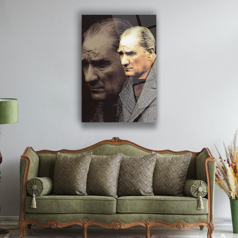 Atatürk Çift Portre Tasarımı Cam Tablo – ATA148