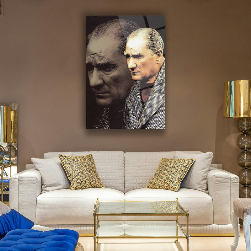 Atatürk Çift Portre Tasarımı Cam Tablo – ATA148
