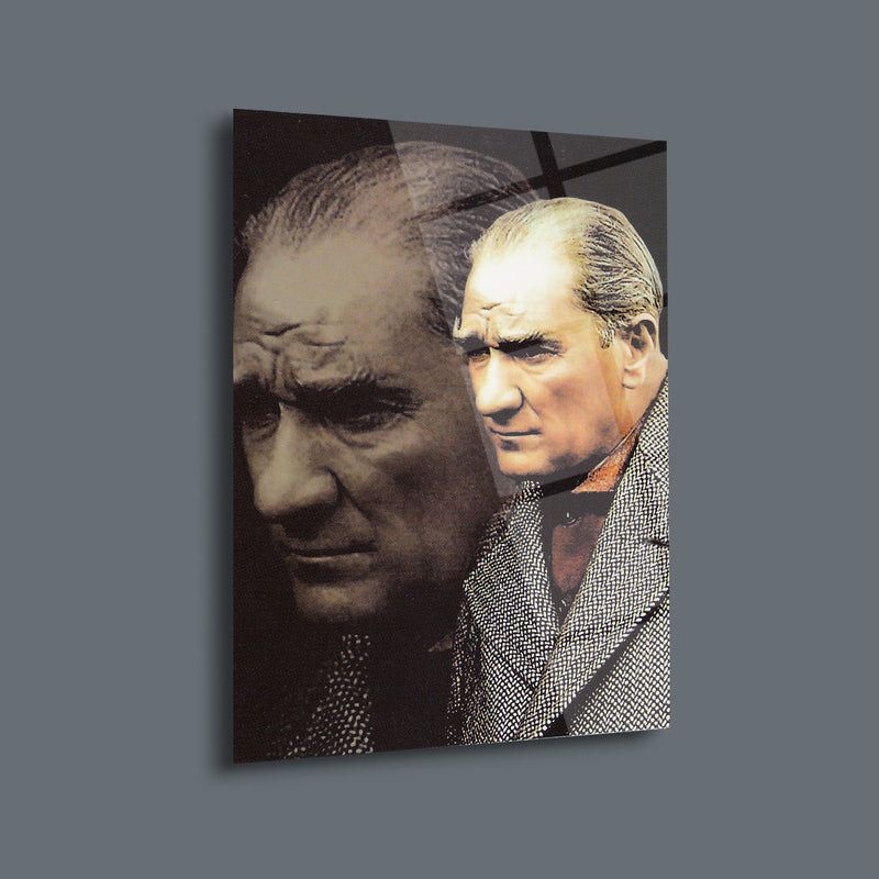 Atatürk Çift Portre Tasarımı Cam Tablo – ATA148