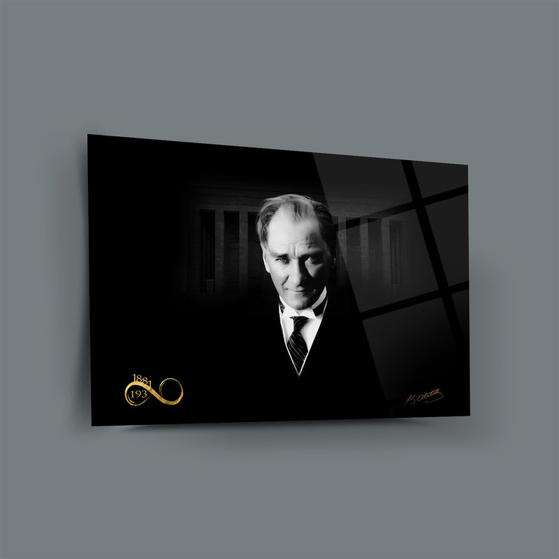 Atatürk ve Anıtkabir Siyah Beyaz Cam Tablo – ATA204