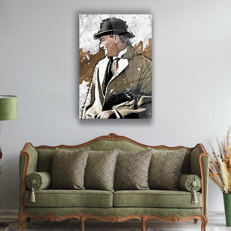 Atatürk Sanatsal Portre Cam Tablo – Modern Çizim Tasarımı - ATA152