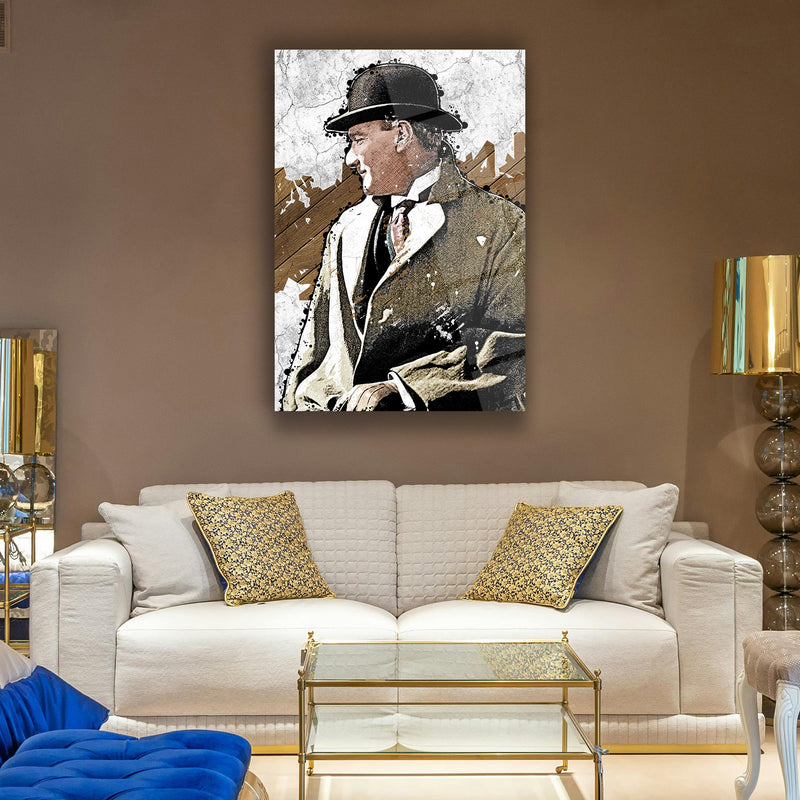 Atatürk Sanatsal Portre Cam Tablo – Modern Çizim Tasarımı - ATA152
