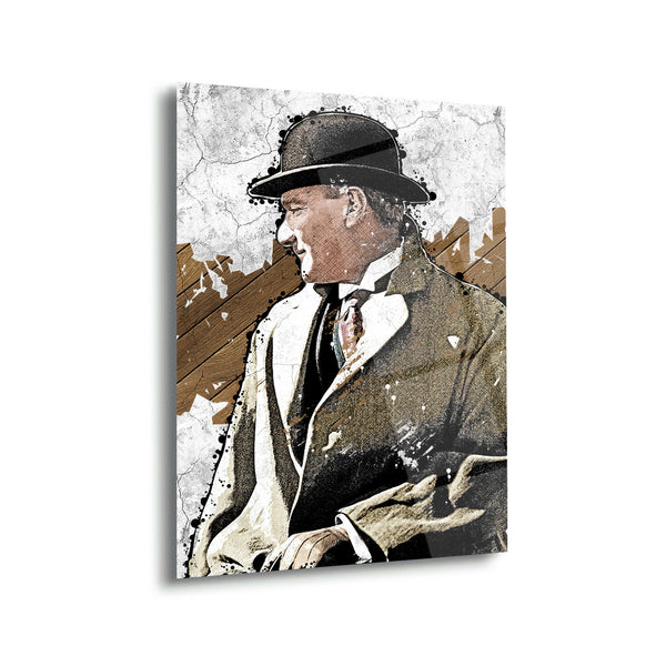 Atatürk Sanatsal Portre Cam Tablo – Modern Çizim Tasarımı - ATA152