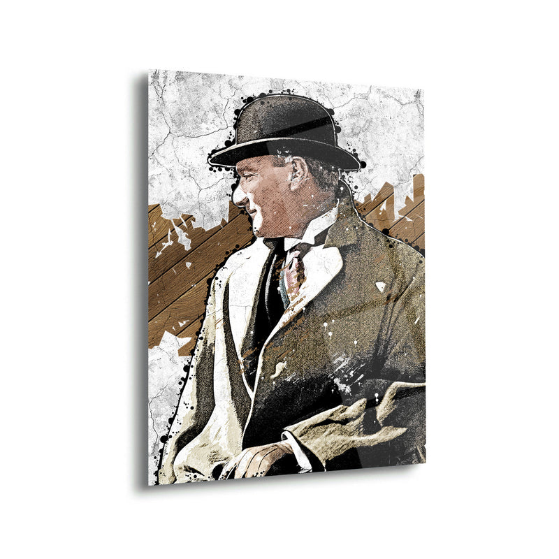 Atatürk Sanatsal Portre Cam Tablo – Modern Çizim Tasarımı - ATA152