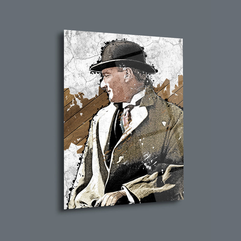 Atatürk Sanatsal Portre Cam Tablo – Modern Çizim Tasarımı - ATA152