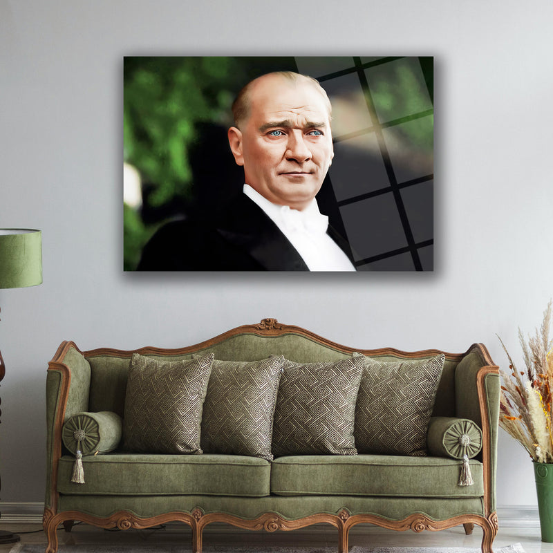 Atatürk Beyaz Papyonlu Portre Cam Tablo – ATA207