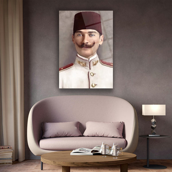 Genç Subay Atatürk Portresi Cam Tablo – ATA156