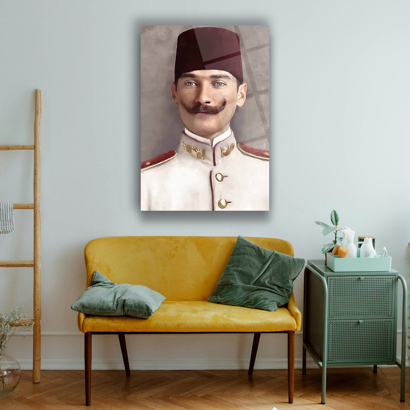 Genç Subay Atatürk Portresi Cam Tablo – ATA156