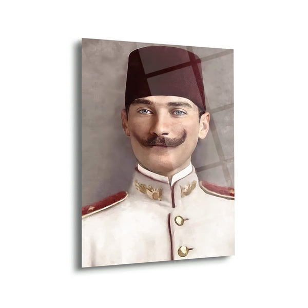 Genç Subay Atatürk Portresi Cam Tablo – ATA156
