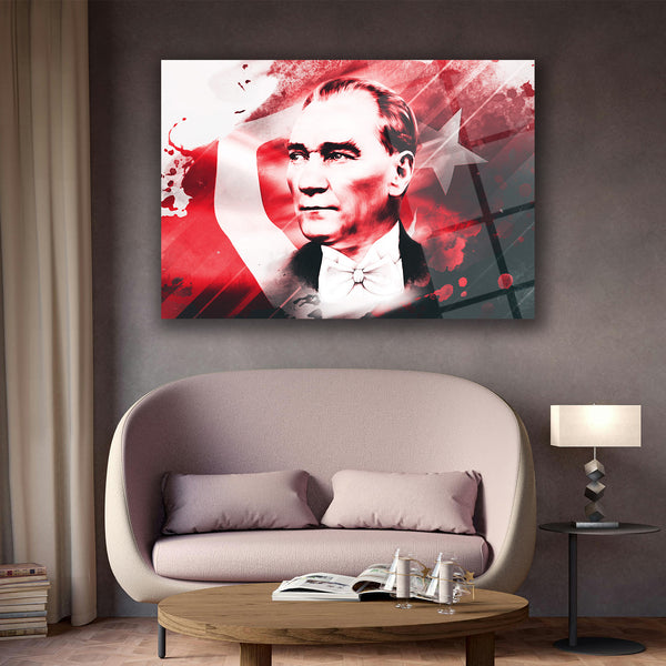 Atatürk Türk Bayrağı Temalı Sanatsal Cam Tablo – ATA208