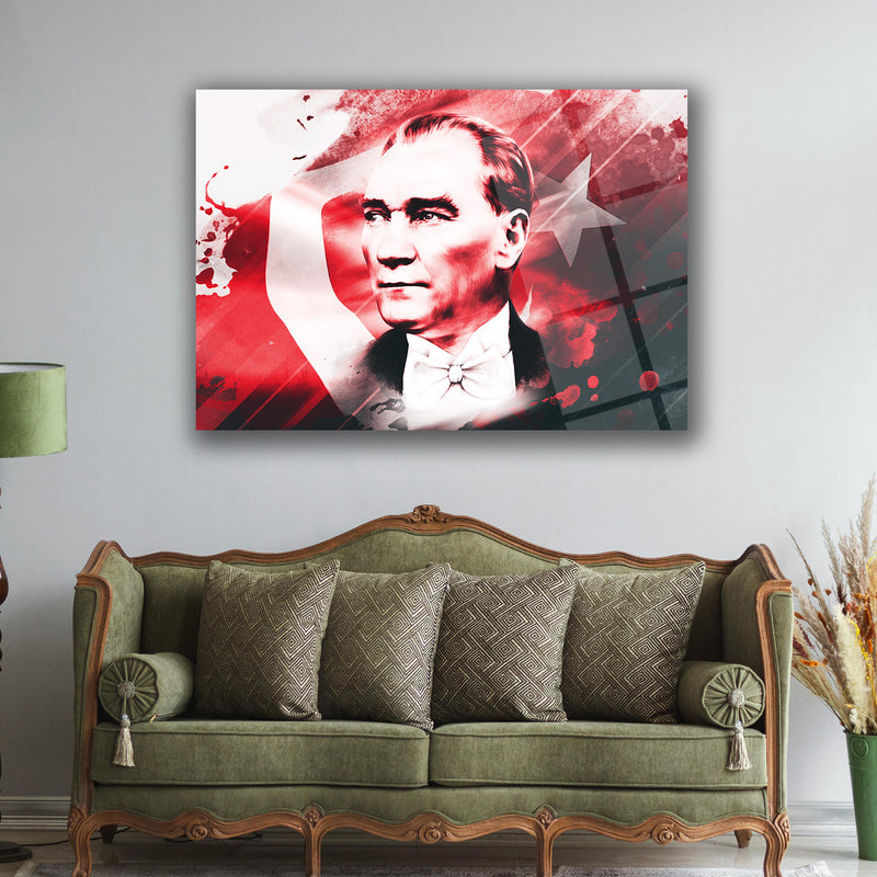 Atatürk Türk Bayrağı Temalı Sanatsal Cam Tablo – ATA208