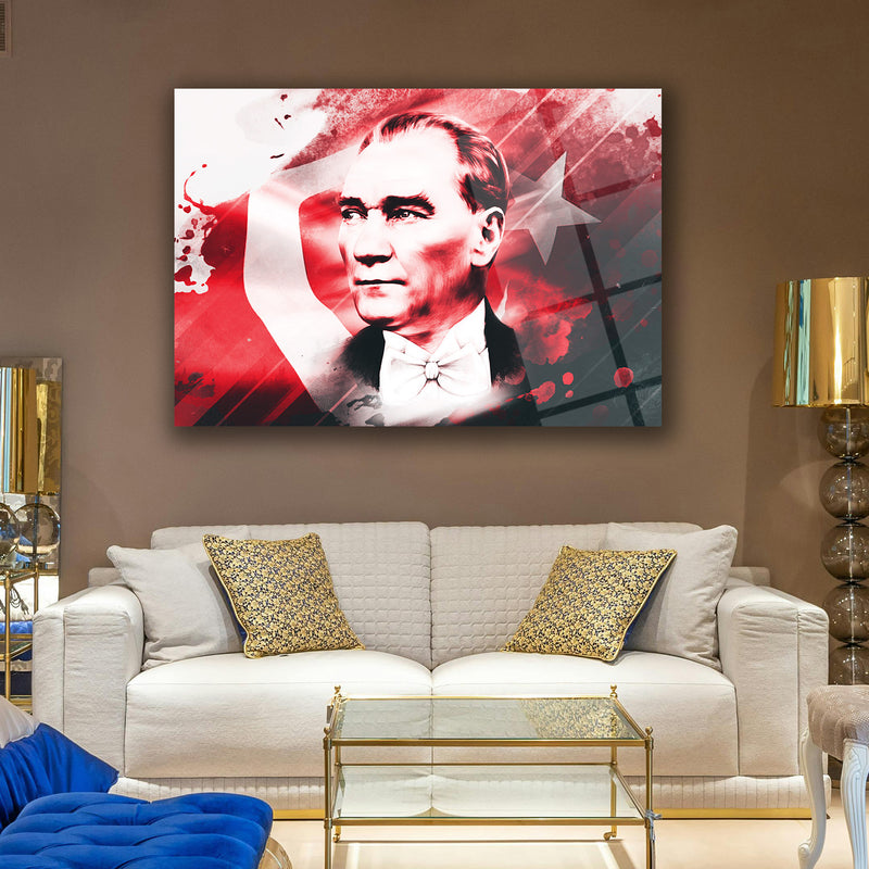 Atatürk Türk Bayrağı Temalı Sanatsal Cam Tablo – ATA208