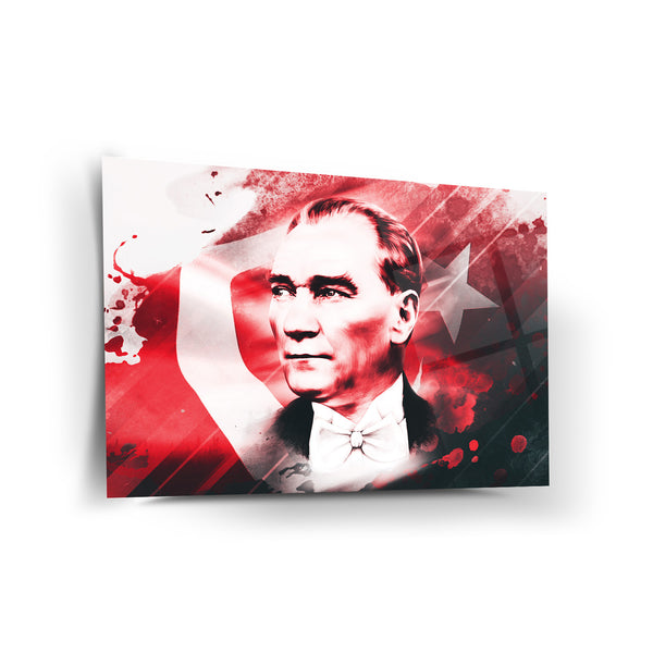 Atatürk Türk Bayrağı Temalı Sanatsal Cam Tablo – ATA208