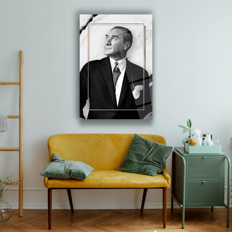 Atatürk Mermer Fonlu Cam Tablo – ATA173