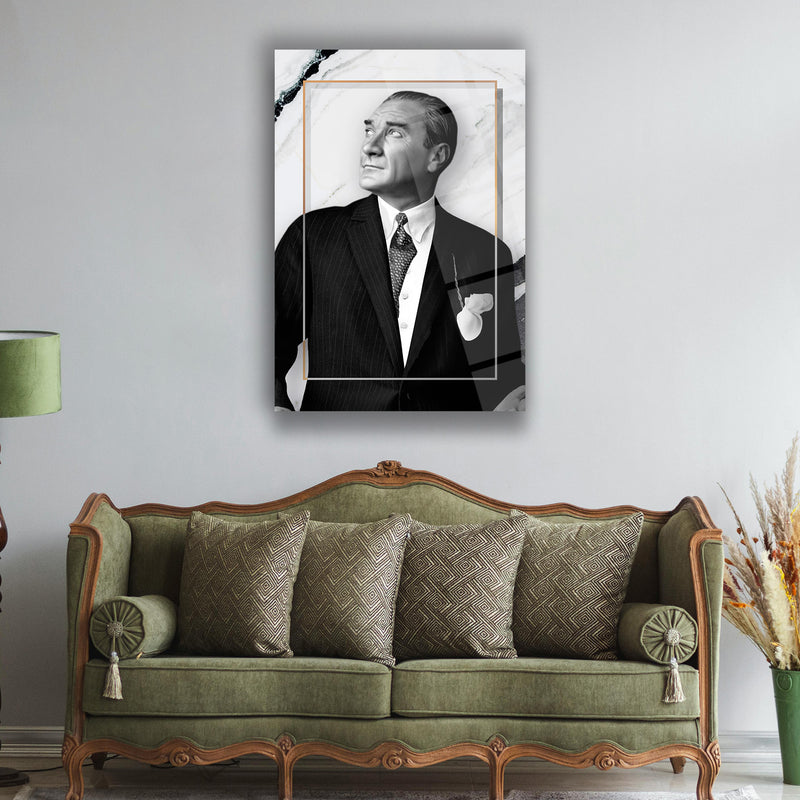 Atatürk Mermer Fonlu Cam Tablo – ATA173