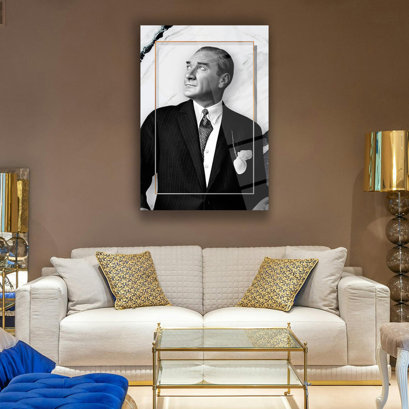 Atatürk Mermer Fonlu Cam Tablo – ATA173