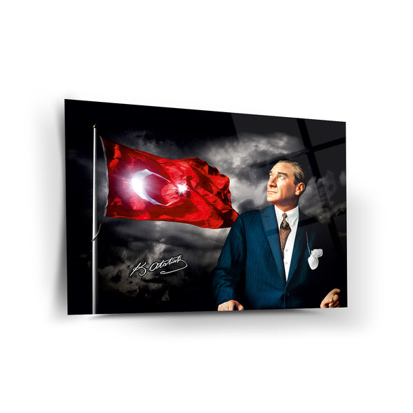 Atatürk ve Türk Bayrağı Cam Tablo – ATA193