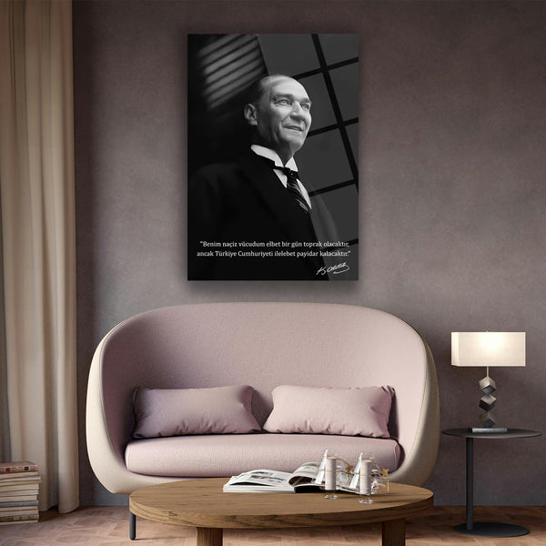 Atatürk İlelebet Cumhuriyet Sözü Cam Tablo – ATA181