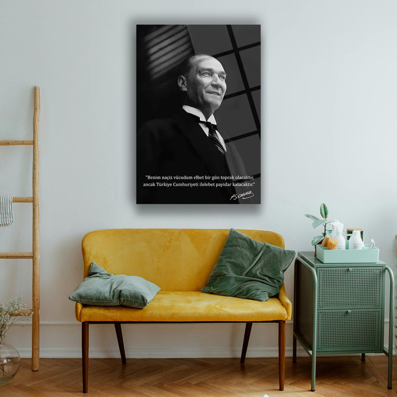 Atatürk İlelebet Cumhuriyet Sözü Cam Tablo – ATA181