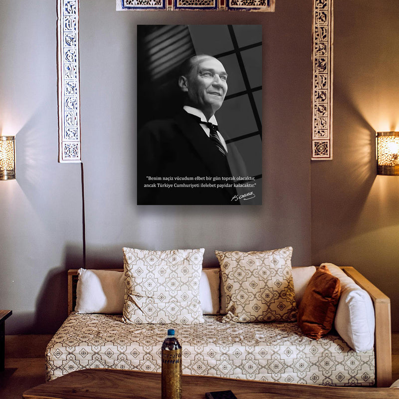 Atatürk İlelebet Cumhuriyet Sözü Cam Tablo – ATA181
