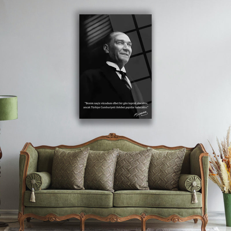 Atatürk İlelebet Cumhuriyet Sözü Cam Tablo – ATA181